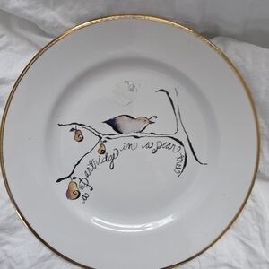 Partridge in A Pear Tree Rosanna White Plate Gold.Rim 71/8 Inch